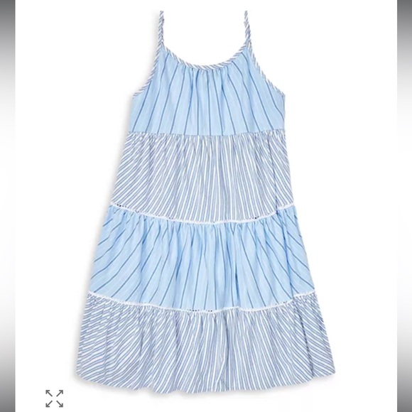 Polo Ralph Lauren Girl’s Light Blue Striped Cotton Midi Dress Big Kid Sz M 8-10 - Picture 1 of 7
